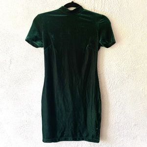Emerald Green Velour Bodycon Dress